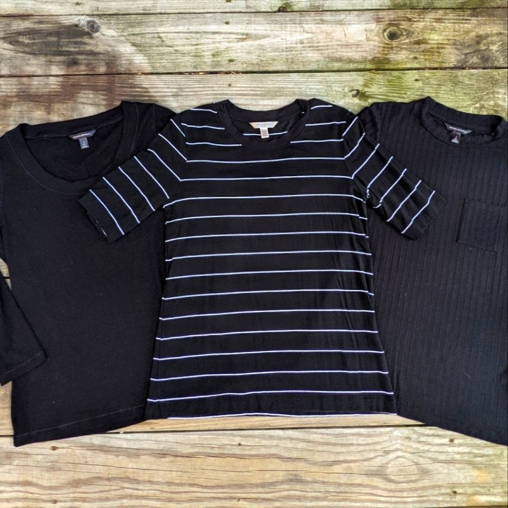 Lot of 3 Banana Republic Knit Tees in Black Size Small